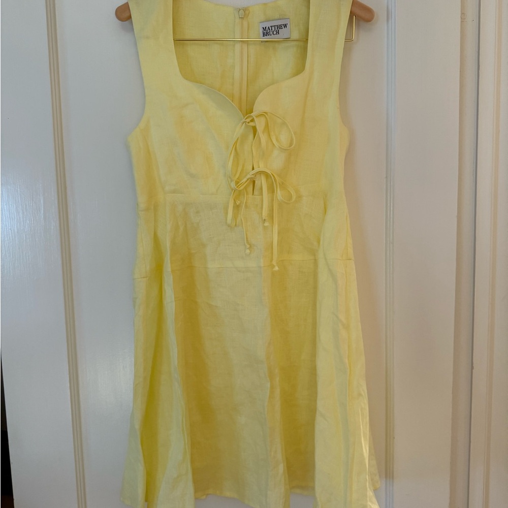 Yellow Sleeveless Dress with Tie Front